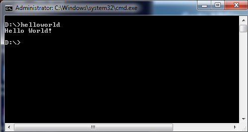 Screenshot of helloworld.bat being run