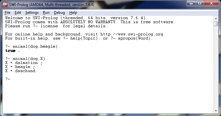 screenshot of Facts Prolog